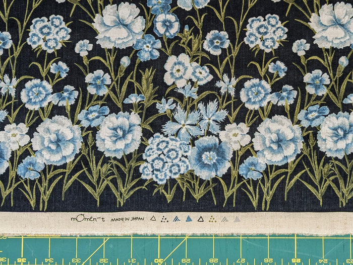 Koizumi - Summer Meadows Panel Momen-T Cotton/Linen Fabric - Dark Blue