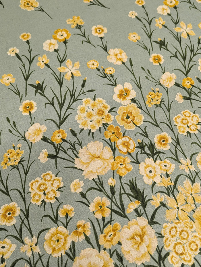Koizumi - Summer Meadows Panel Momen-T Cotton/Linen Fabric - Green