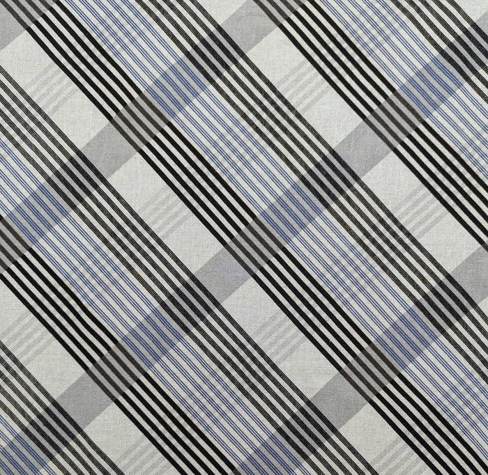 Kokka - Plaid Stripe Cotton/Linen Fabric - Blue