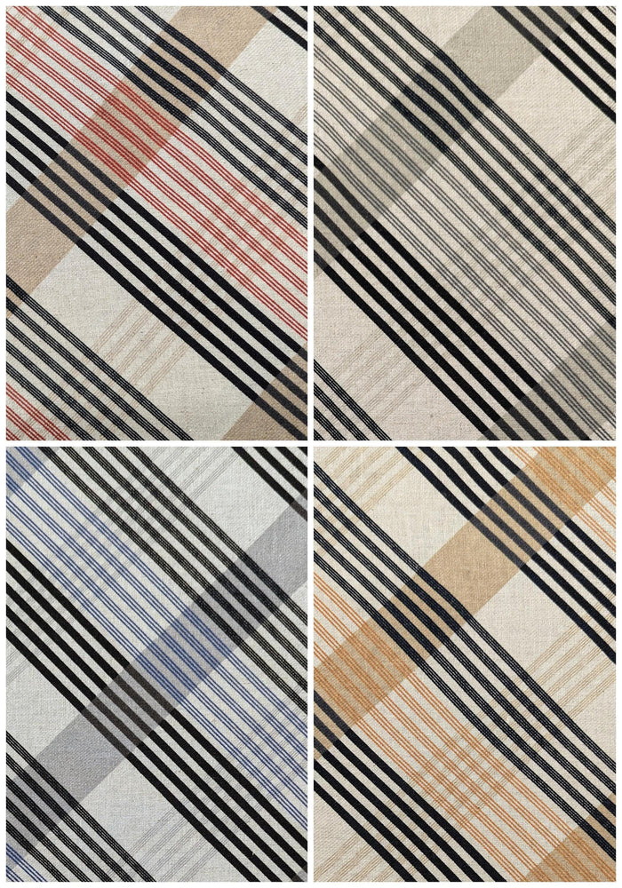 Kokka Plaid Stripe Japanese cotton linen fabric NFA-60460-C yellow