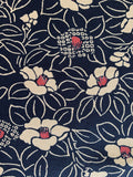 Blooming Camellias Japanese Cotton Fabric KW-3510 36A blue beige red