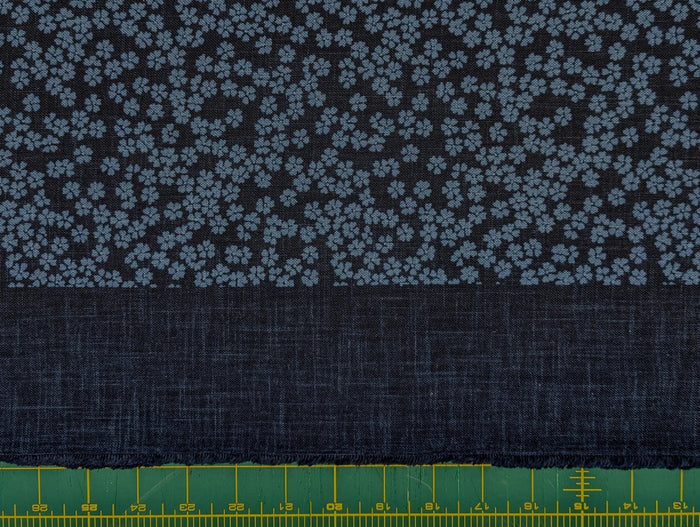 Kurenai - Hand Stenciled Cherry Blossoms Cotton - Blue