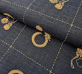 NEW Enso Rabbit hand stenciled Japanese cotton fabric KP7090-140 A blue - half yard