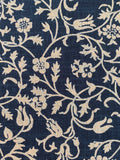Kurenai - Hand Stenciled Flower Garden Cotton - Blue Beige