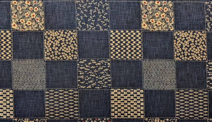 Traditional Patchwork hand stenciled Japanese cotton fabric KP7090-58 A - half yard