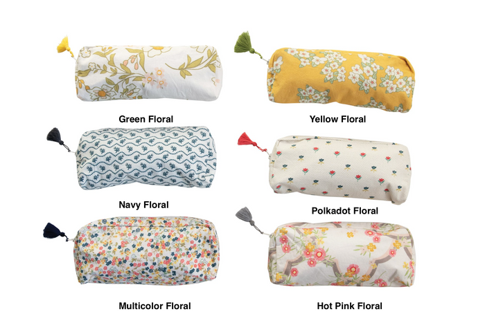 Large cotton makeup pouch — fun accessory bag, gift for her