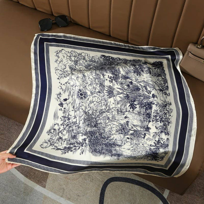 Large Floral Toile Bandana Scarf