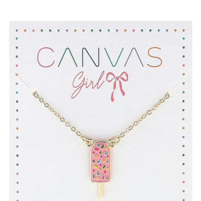 Lena Enamel Popsicle Children's Necklace in Shiny Gold
