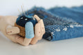 Little House - Leather Fingertip Thimble M/L - "Denim"