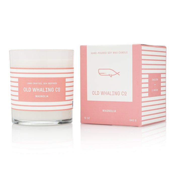 Magnolia Candle and packaging on white background