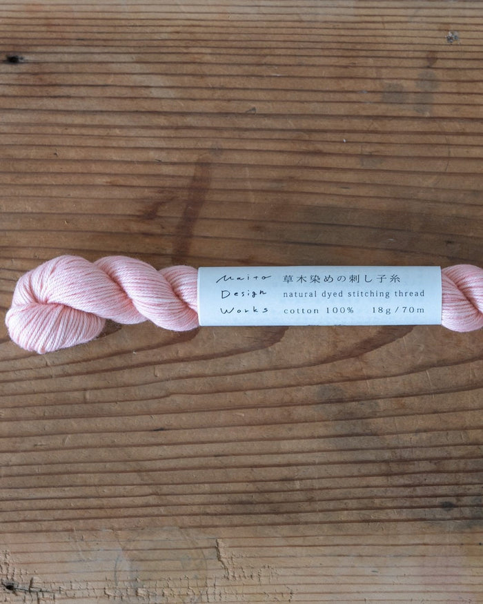 Maito - Natural Dyed Cotton Sashiko and Kogin Thread 70m Skein - Monochrome Pink