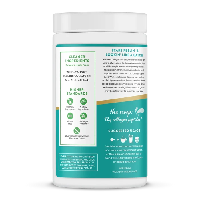 Left side of Wild-Caught Marine Collagen Powder.