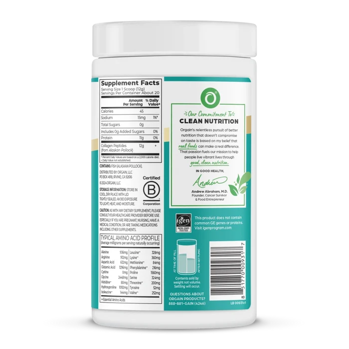 Right side of Wild-Caught Marine Collagen Powder.