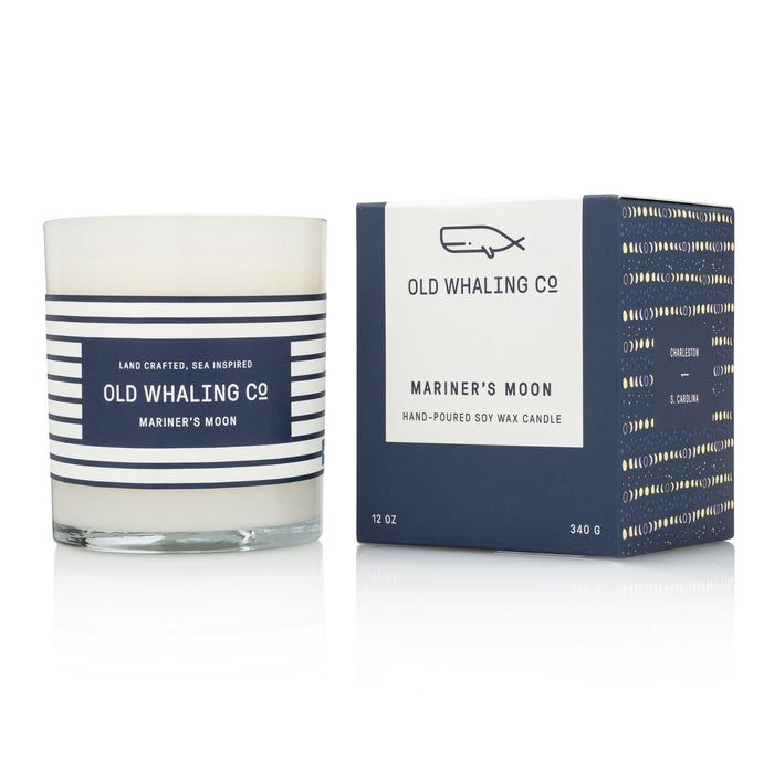 Mariner's Moon Candle and packaging on white background