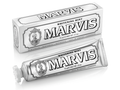 Marvis whitening mint toothpaste tube and packaging on a white background