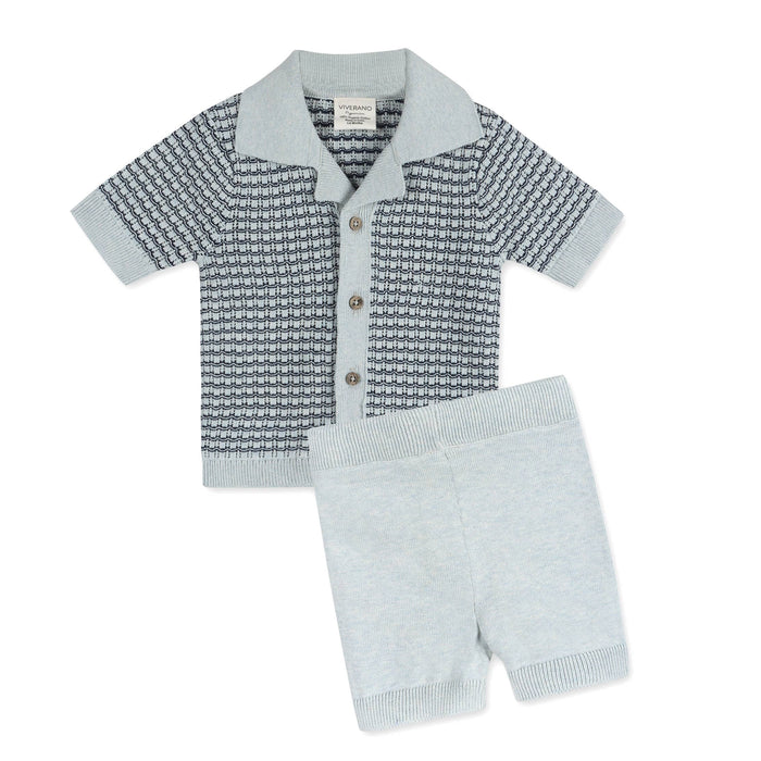 Miles Wave Textured Baby Shirt & Shorts Set