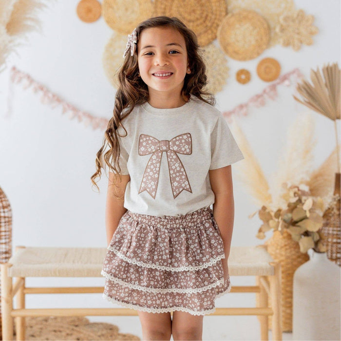 Mocha Floral Skort - Kids Boutique Clothing - Fall