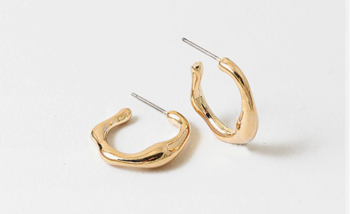 Molten Curve Gold Hoop Earrings