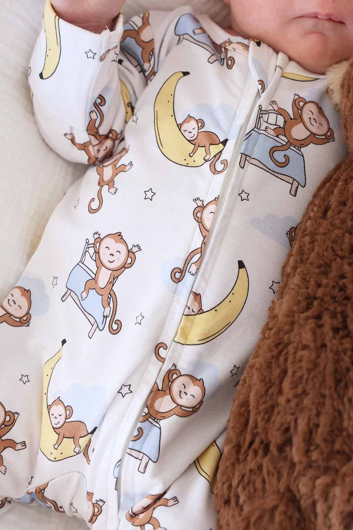 Monkey See, Monkey Snooze Zipper Footie