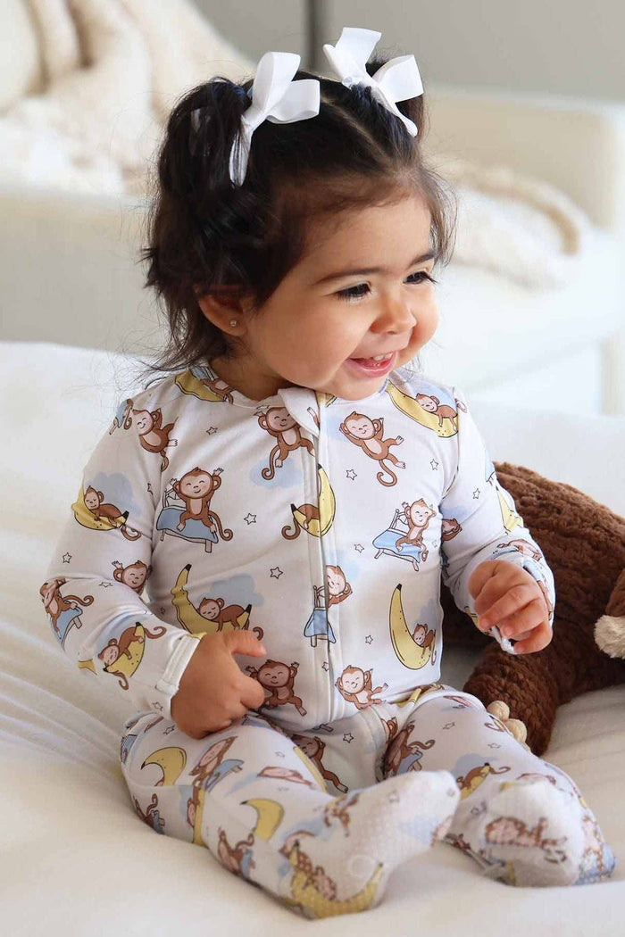 Monkey See, Monkey Snooze Zipper Footie