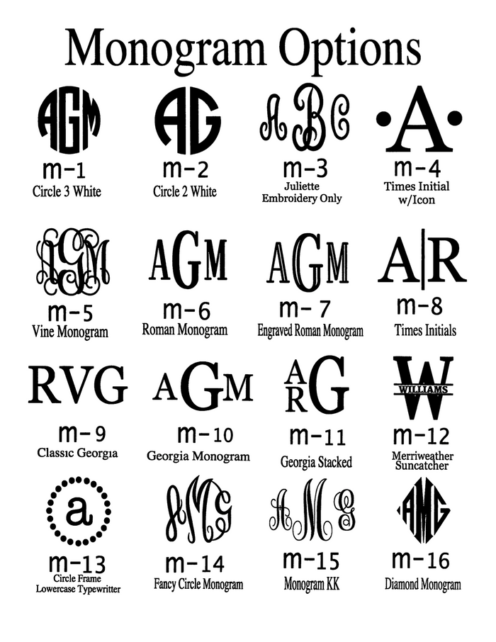 Monogramming font options — monogram style guide