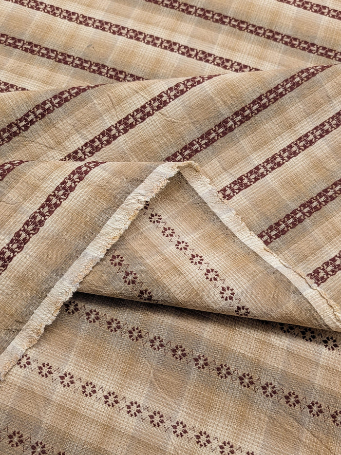 MYD - Daisy Chain Glen Check Plaid Yarn Dyed Cotton Fabric - Beige and Gray