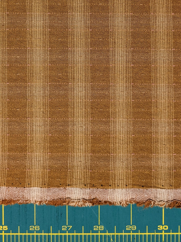 MYD - Dotted Texture Cotton Gingham Plaid Yarn Dyed Fabric - Marigold and Cream