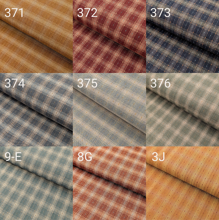 MYD - Dotted Texture Cotton Gingham Plaid Yarn Dyed Fabric - Orange and Yellow