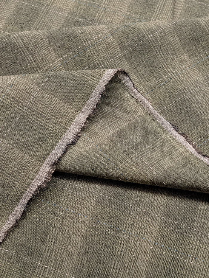 MYD - Glen Check Plaid Yarn Dyed Cotton Fabric - Olive Green