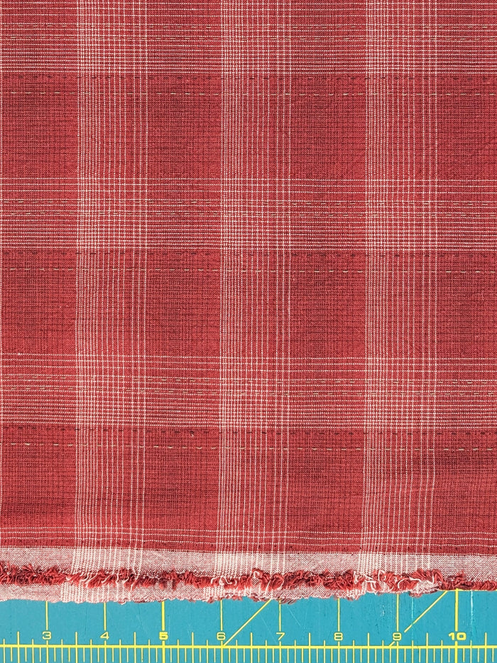 MYD - Glen Check Plaid Yarn Dyed Cotton Fabric - Red