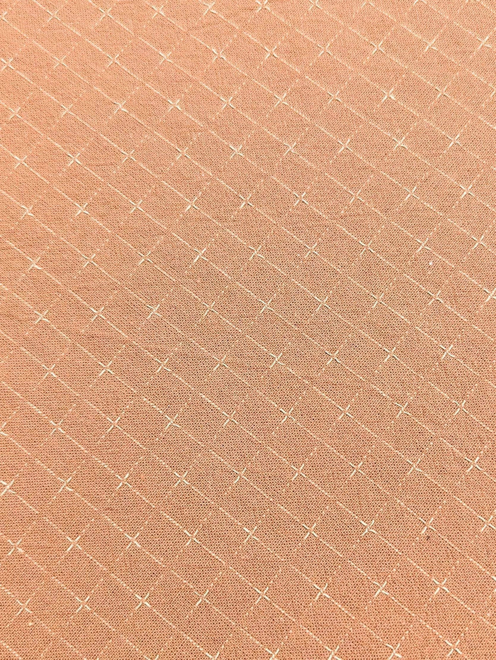 Japanese yarn dyed gridded stitches cotton fabric 4547-355 coral pink
