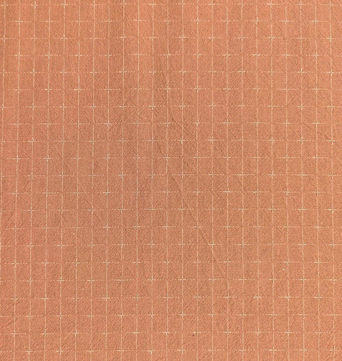 Japanese yarn dyed gridded stitches cotton fabric 4547-355 coral pink