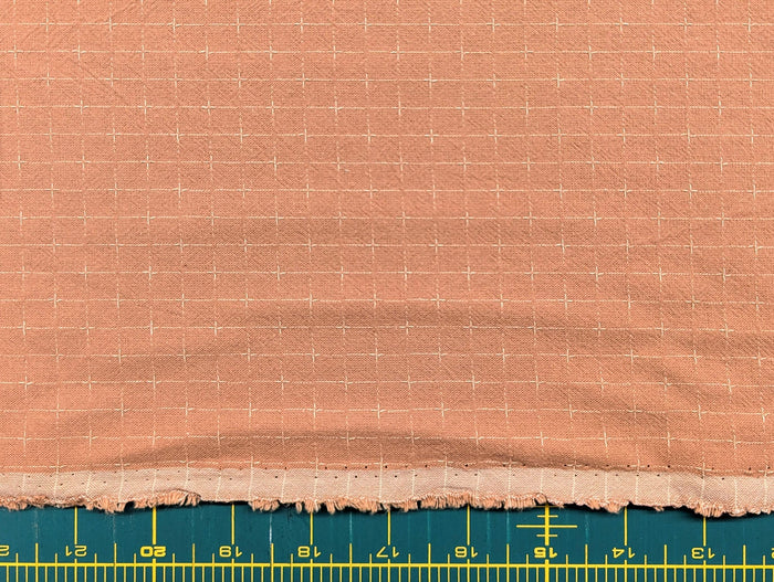 Japanese yarn dyed gridded stitches cotton fabric 4547-355 coral pink