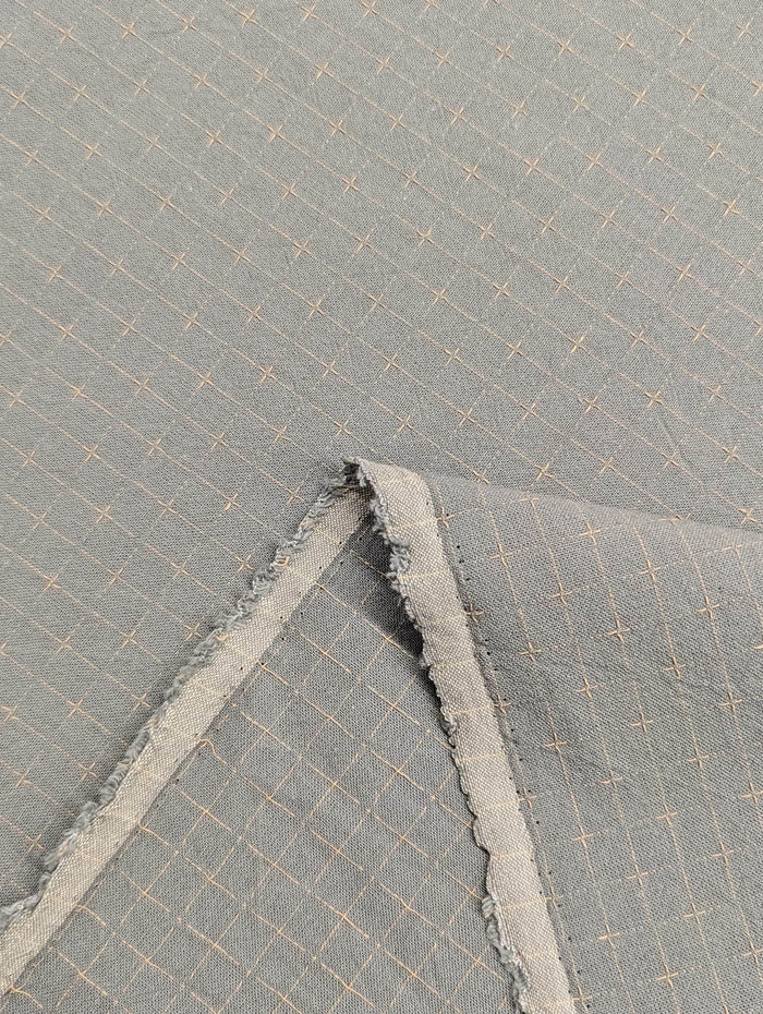 Japanese yarn dyed gridded stitches cotton fabric 4547-352 pale blue