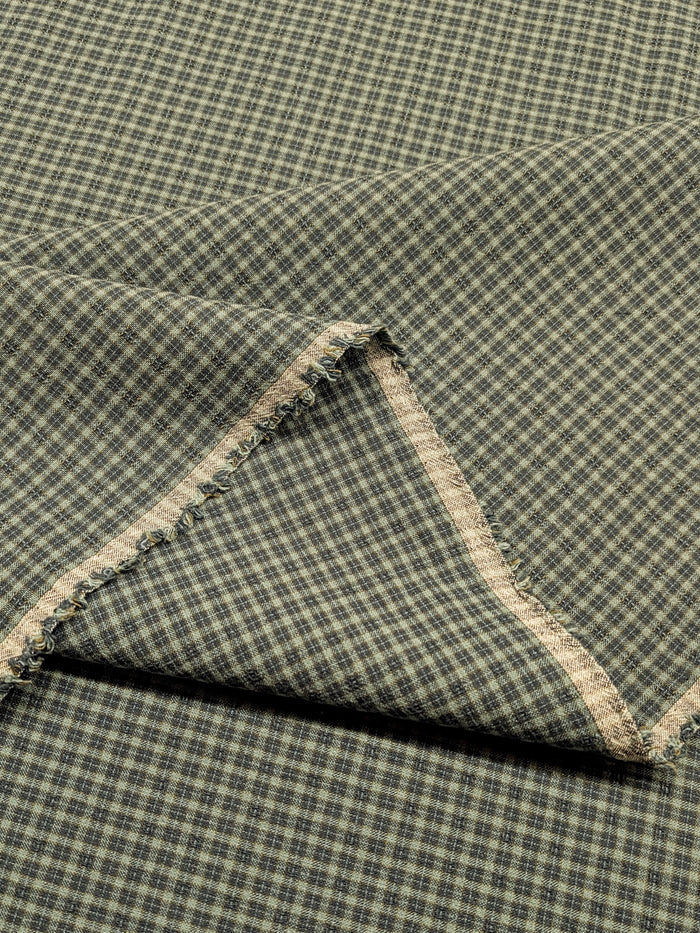 MYD - Textured Tattersall Plaid Yarn Dyed Cotton Fabric - Teal Blue