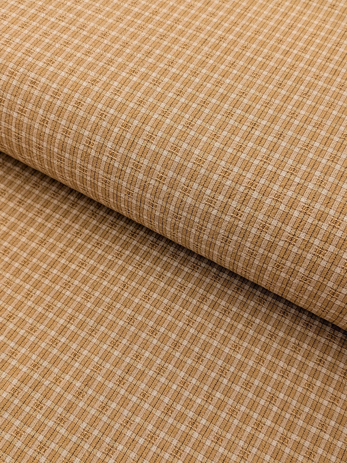 MYD - Textured Tattersall Plaid Yarn Dyed Cotton Fabric - Yellow Beige
