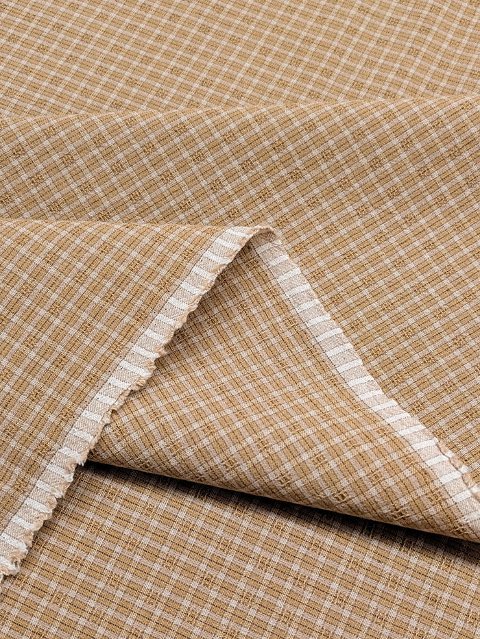 MYD - Textured Tattersall Plaid Yarn Dyed Cotton Fabric - Yellow Beige