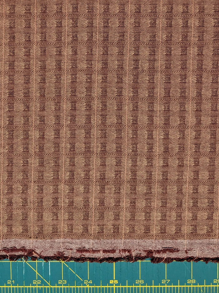 MYD - Textured Windowpane Plaid Yarn Dyed Cotton Fabric - Burgundy