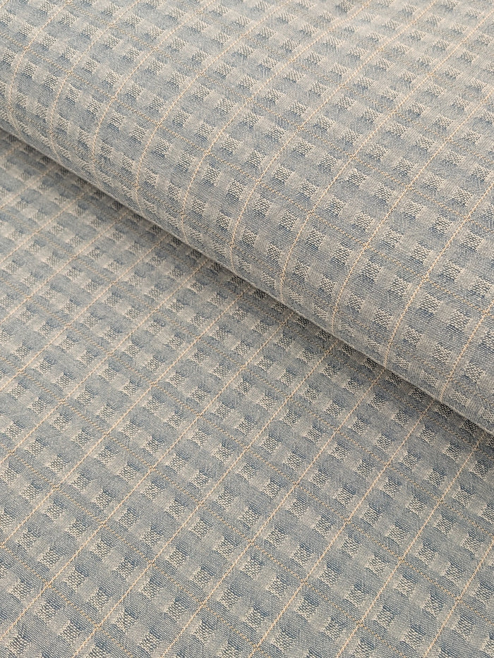 MYD - Textured Windowpane Plaid Yarn Dyed Cotton Fabric - Light Blue
