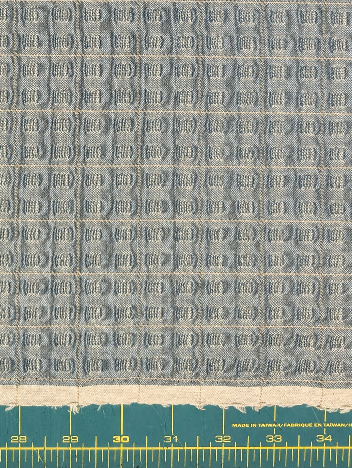 MYD - Textured Windowpane Plaid Yarn Dyed Cotton Fabric - Light Blue