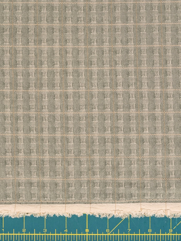 MYD - Textured Windowpane Plaid Yarn Dyed Cotton Fabric - Light Green
