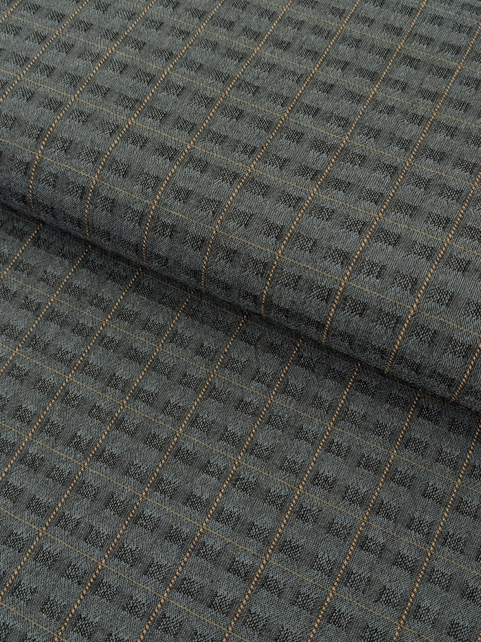 MYD - Textured Windowpane Plaid Yarn Dyed Cotton Fabric - Teal