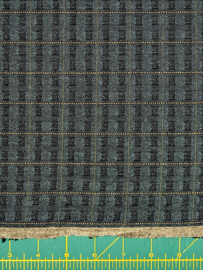 MYD - Textured Windowpane Plaid Yarn Dyed Cotton Fabric - Teal