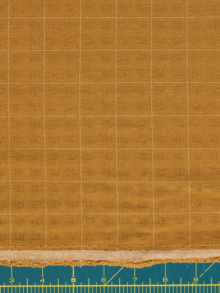 MYD - Textured Windowpane Plaid Yarn Dyed Cotton Fabric - Yellow