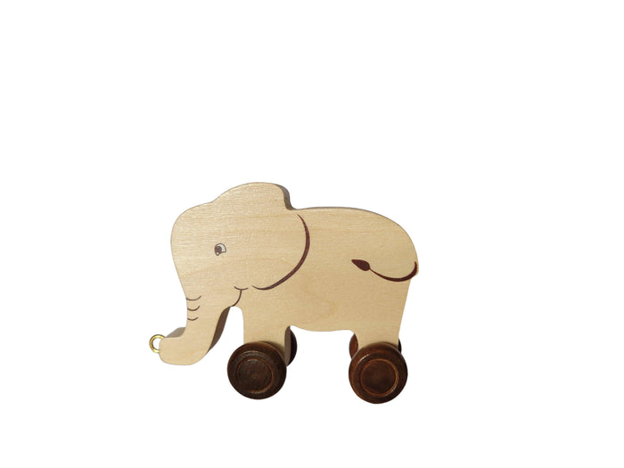Natural Wooden Elephant (Back) - Kids' Name Train Toy