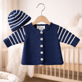 Navy/Thin White Sweater and Hat