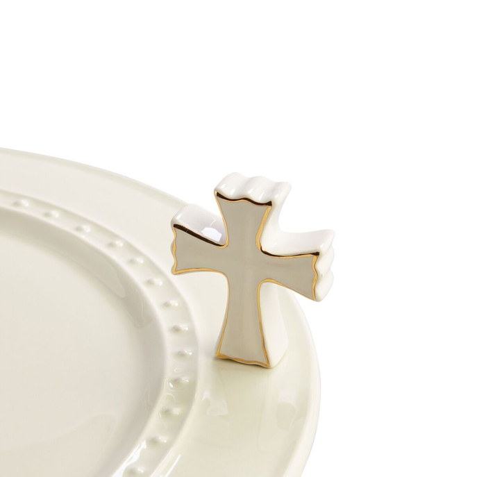 Nora Fleming Cross Mini — faith decorative attachment for Nora Fleming serveware, baptism and communion gift