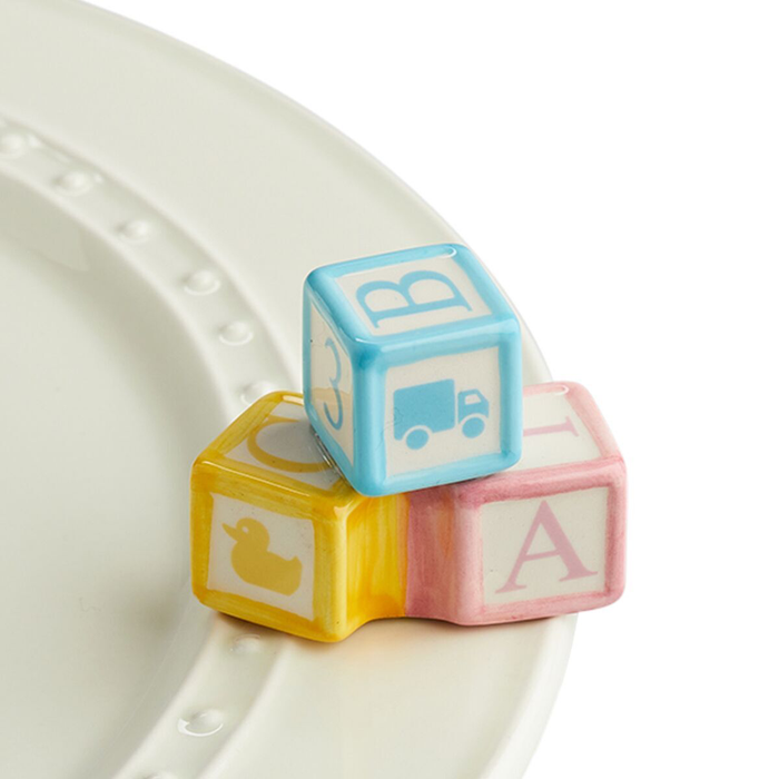 Nora Fleming Baby Blocks Mini — baby shower decorative attachment for Nora Fleming serveware