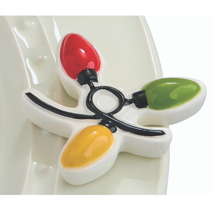 Nora Fleming Get Lit Christmas Lights Mini — shown lit up on platter