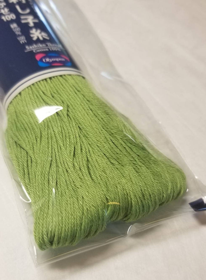 Olympus - Cotton Sashiko Thread 100m Skein - Color #107 Lime Green